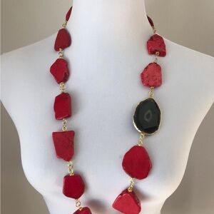 Chic Red and Black Stone Necklace